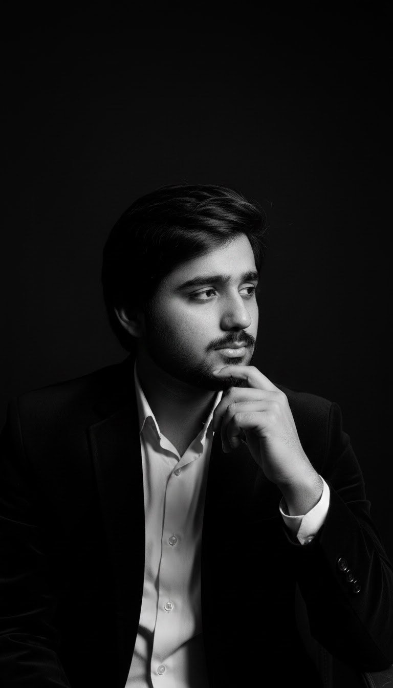 Ali Shayan Haider, photographed in a studio portrait